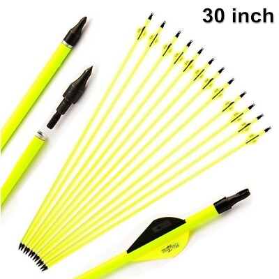 #ad 12x 30quot;Archery Carbon Arrows Spine 500 OD 7.8mm for Compound Recurve Bow Hunting $33.98