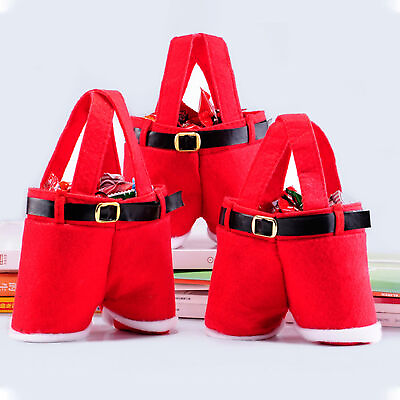 #ad Xmas Present Handbags Practical Washable Portable Santa Pants Gift Bags Red $8.06