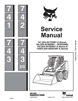 #ad Bobcat 741 742 743 743DS Skid Steer Loader Manual Service Shop Repair 6566109 $31.99