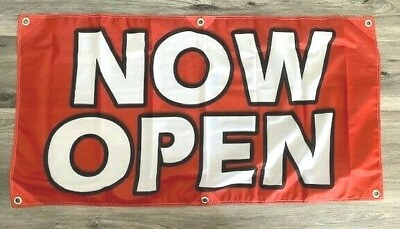 #ad 2x4 ft NOW OPEN Banner Sign Store Retail Super Polyester Fabric New Z24 $13.33
