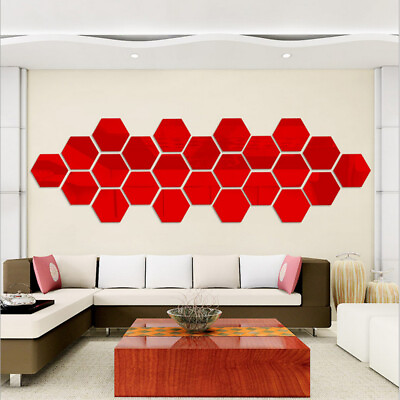 #ad 3D Hexagon Removable Mirror Home Decor Art DIY Acrylic Wall Sticker Creative New $3.59
