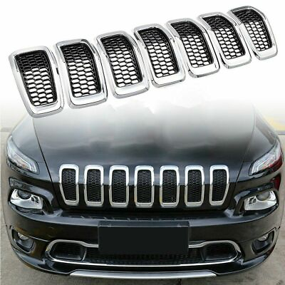#ad For 2014 2018 Jeep Cherokee Front Grill Inserts Honeycomb Mesh Cover Chrome 7pcs $34.99