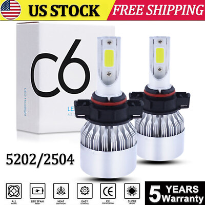 #ad 2x 5202 H16 LED Fog Light Bulbs 6000K White Headlight High Low Beam Kit 720000LM $8.99