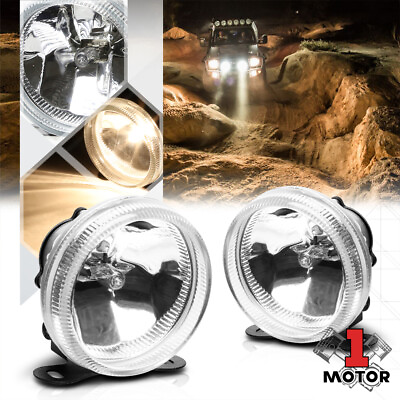 #ad Crystal Clear Glass Lens Universal Fog Light 3.5quot;Round Bumper Lamp w BulbsMount $21.44
