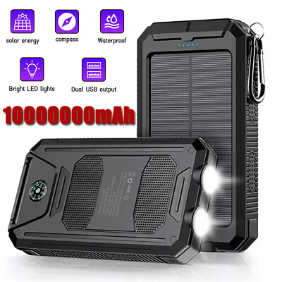 10000000mAh Solar Power Bank Portable External Battery Charger for Cell Phone US $17.56