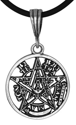 #ad Sterling Silver Tetragrammaton Pentagram Pagan Wiccan Pendant 22mm Made in USA $19.99