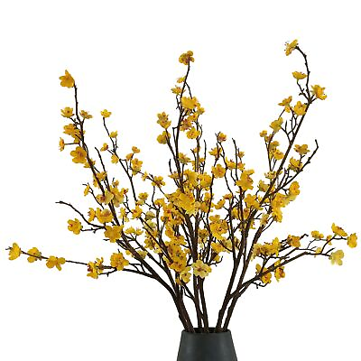 #ad Plum Blossom Flowers Artificial6Pcs Yellow Artificial Cherry Blossom Branches... $39.62