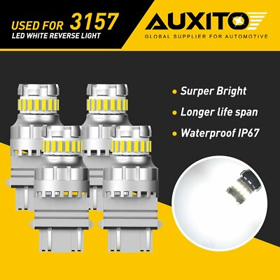 #ad AUXITO 3157 3156 LED Reverse Brake Signal Light Bulbs 6500K 3057 4157 Error Free $17.99