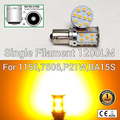 #ad Backup Reverse Light 1156 BA15S 7506 3497 P21W 35 SMD Amber LED Bulb M1 R $38.48