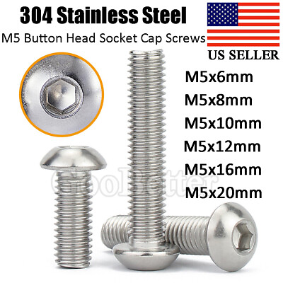 #ad M5 Stainless Steel Button Head Socket Cap Screws Metric Allen Hex Bolts 6 20mm $8.90