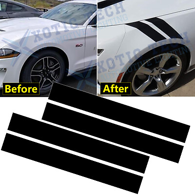 #ad Black Vinyl Decals Car Sticker Side Hood Fender Stripes For Dodge Chevrolet Ford $12.89