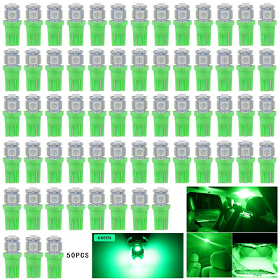 #ad 50x T10 5SMD 194 2825 168 LED Green Wedge Interior Light Dome Map Trunk Bulbs $12.48