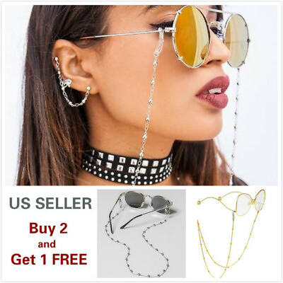 #ad Eyeglass Chain Sunglasses Read Bead Glasses Chain Holder Eyewear Rope Necklace A $4.99