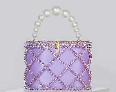 #ad Purple Crystal Bag Crystal Handbag Crystal Clutch Basket Purse Crystal $86.22