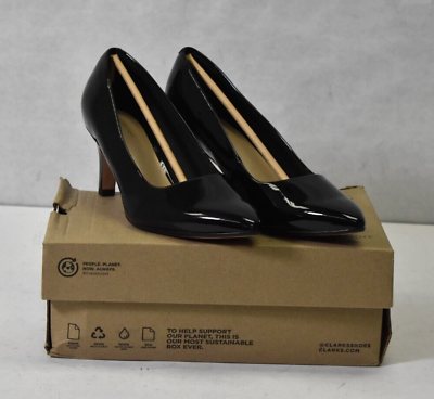 #ad Collection By Clarks Illeana Tulip Black Patent Leather Womens Heels Size 7 1 2 $99.99
