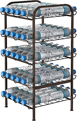 #ad 5 Tier Water Bottle Organizer Vertical Free Standing Storage Shelf Metal Beverag $53.99