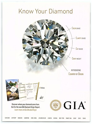 #ad 2020 GIA Diamond Origin Print Ad Know Your Diamond Color Clarity Cut Carat $11.50