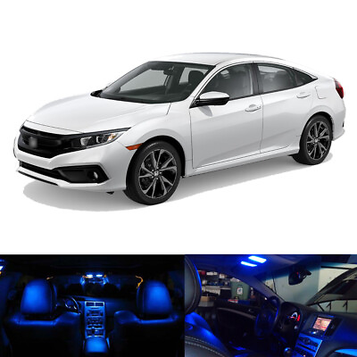 #ad 8 x Blue LED Interior Bulbs Kit License Plate Light for 2013 2019 Honda Civic $14.98