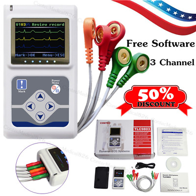 #ad 3 Channel ECG Holter 24 Hours Dynamic EKG Holter Portable ECG MonitorSoftware $299.00
