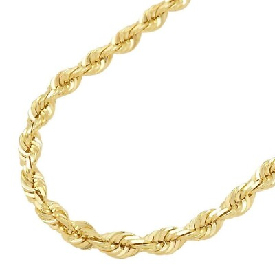 #ad 14K Yellow Gold Diamond Cut Rope Chain Necklace 1.5mm 5mm 16quot; 30quot; Hollow $145.99