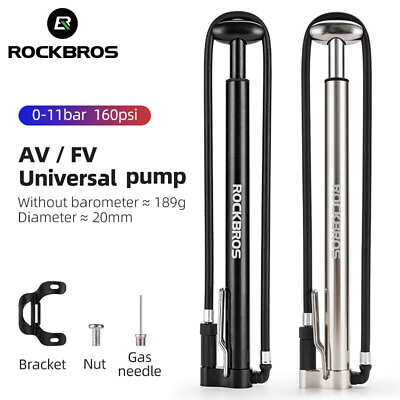 #ad ROCKBROS 160PSI Bike Pump Floor Bicycle Air Inflator Pump Alloy AV FV Tire Pumps $21.99