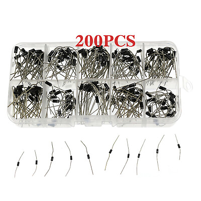 #ad 200PACK Box 10 Values Rectifier Diode Assorted Kit Common 1N4001 1N5819 $7.20