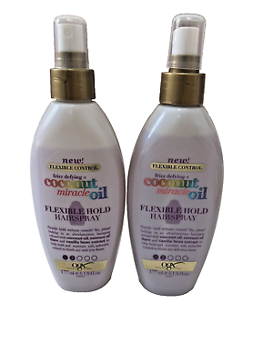 #ad Lot 2 OGX Coconut Miracle Oil Flexible Hold Hairspray 6 FL OZ Missing Top $14.99