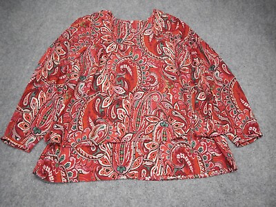 #ad J.Jill Tunic Top Blouse Women#x27;s Plus Size 2X Red Floral Paisley Vibrant Layered $34.50