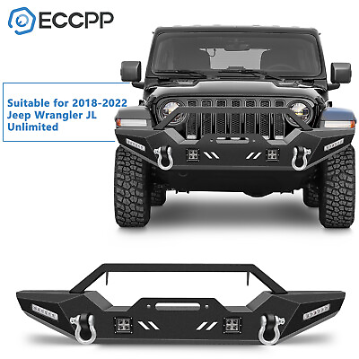 #ad ECCPP Front Bumper Combo 4x LED Lights Fit for 2018 2022 Jeep Wrangler JL $195.00