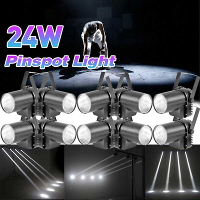 #ad 10PCS 24W White LED Stage Lighting Beam DMX Show Party Disco DJ Pinspot Light $13.99