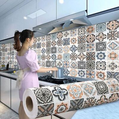 #ad Oil Proof Kitchen Wallpaper Self Adhesive Vinyl Cabinet Furniture Stickers Tile $11.11