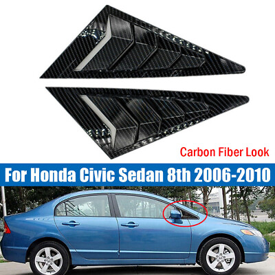 #ad #ad Carbon Fiber Front Window Scoop Louver Cover For Honda Civic Sedan 8th 2006 2010 $23.34