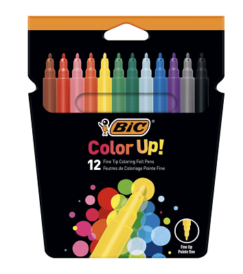 #ad BIC Colour Up Colouring Felt Pens Assorted Colours Pack of 12 GBP 9.73