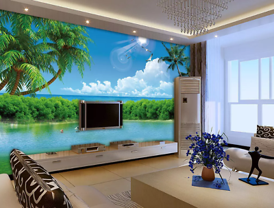 #ad 3D Blue Ocean Tree 43044NA Wallpaper Wall Murals Removable Wallpaper Fay AU $376.99