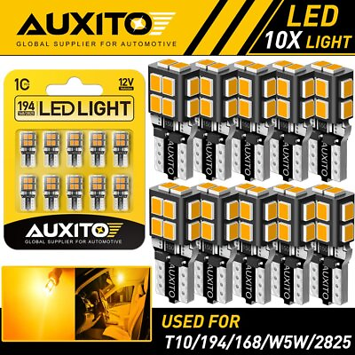#ad AUXITO YELLOW AMBER LED Light Bulb T10 194 168 Side Marker License Plate light A $14.24