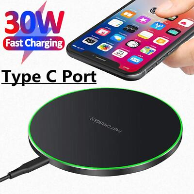 #ad 30w Fast Qi Wireless Charger Pad For Iphone 14 13 12 11 X Pro Max Samsung Xiaomi $7.69