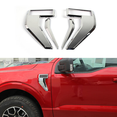 #ad Chrome Exterior Side Fender Vent Cover Trim For Ford F150 2021 2023 Accessories $32.59