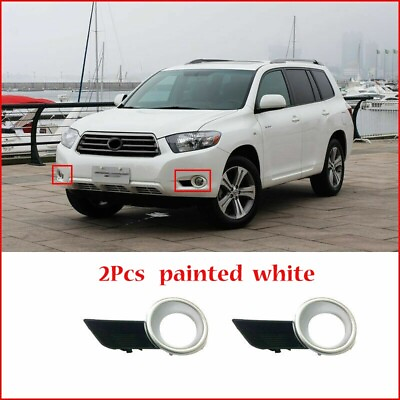 #ad 2x White For Toyota Highlander 2007 10 ABS Front Fog Light Lamp Cover Whole Trim $66.40