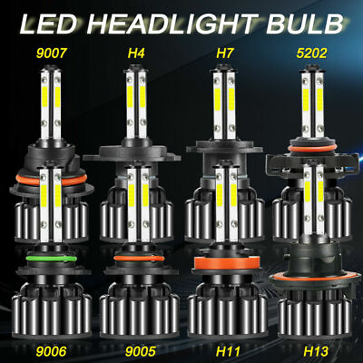 #ad 4 Side H4 H7 H11 H13 9004 9005 9006 9007 9012 5202 LED Headlight Bulbs Kit 6500K $11.99