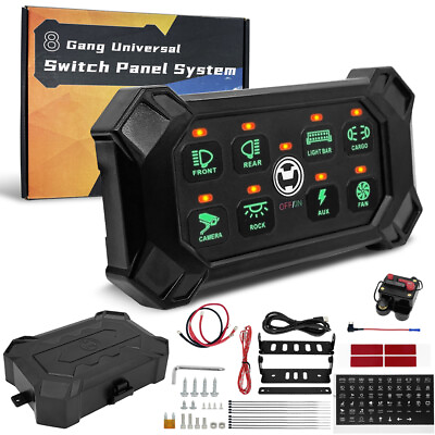 #ad OHMOTOR 8 Gang Switch Panel 12V LED Light Bar Circuit Control Box For Car RV $79.99
