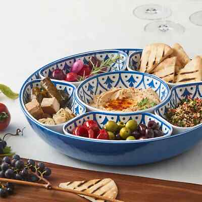 #ad 7 piece Melamine Lazy Susan with Cover Blue $35.14