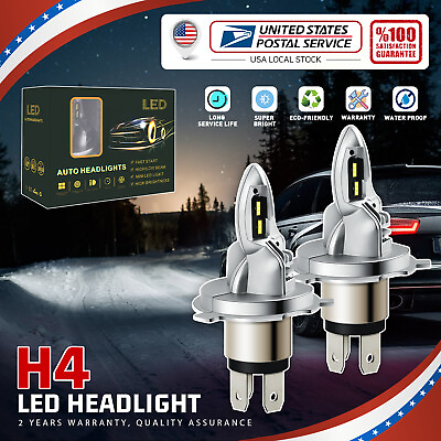 #ad #ad 2X 9003 H4 CSP LED Headlight Bulbs Conversion Kit Hi Beam 6000K Fanless 60000LM $17.29