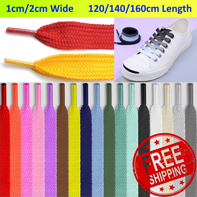 #ad Fat Shoelaces Flat Wide 1cm 2cm 120 140 160cm Color Boot Shoe Laces Sneakers $4.29