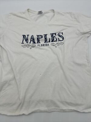 #ad Naples Florida T Shirt Women 2X Large Spell Out White Gildan…#6645 $10.00