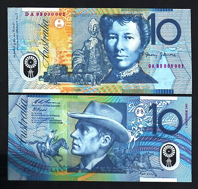 #ad Australia 10 DOLLARS P 52 1 11 1993 Low RED Serial # UNC Australian Horse Riding $199.99