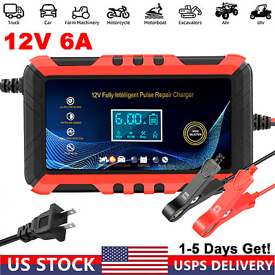 #ad 12V 6A Fully Automatic Smart Car Battery Charger Maintainer Trickle Charger AGM $16.99