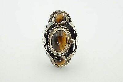 #ad Vintage Taxco Mexico CCB Sterling Silver 925 Tigers Eye Ring Size 8 $169.99