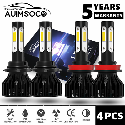 #ad 4x 9005H11 LED Headlight Combo High Low Beam Bulbs Kit Super White Bright Lamps $39.99