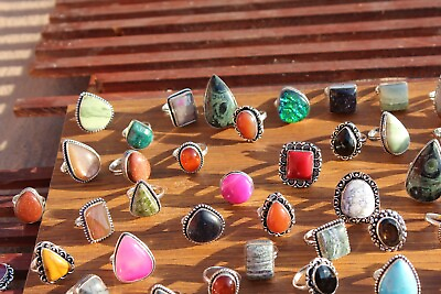 #ad Wholesale Gemstone Rings Assorted Rings Silver Overlay Rings Handmade Ring NT 3 $320.99