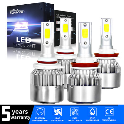 #ad 9005 H11 COB LED Headlight High Low Beam Bulbs Kit For 2016 2020 Chevy Tahoe $35.99